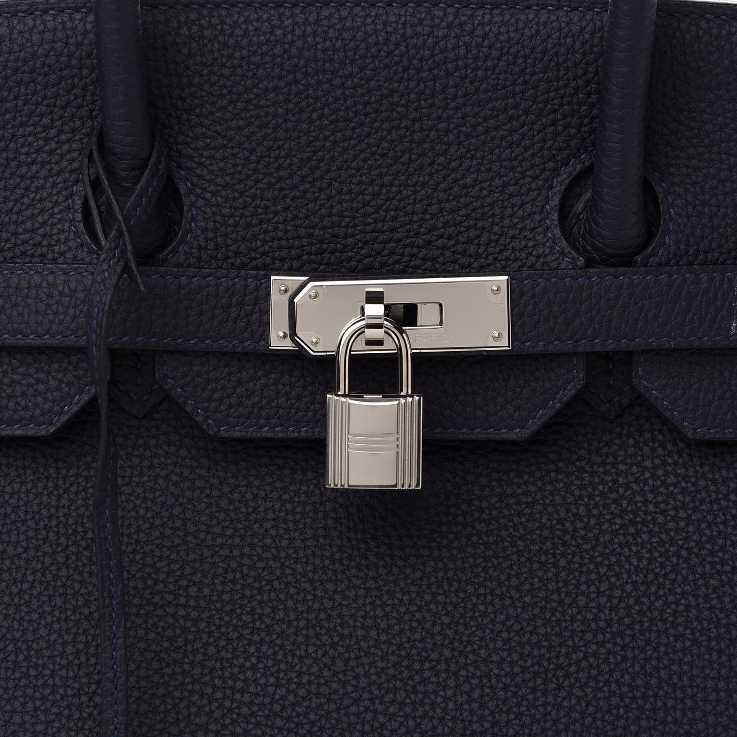 Hermes Togo Swift Officier Birkin 35 Bleu Nuit Vert Cypress 10 of 12