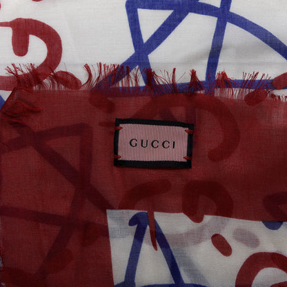 Gucci Modal Silk GucciGhost Print Square Scarf White 4 of 5