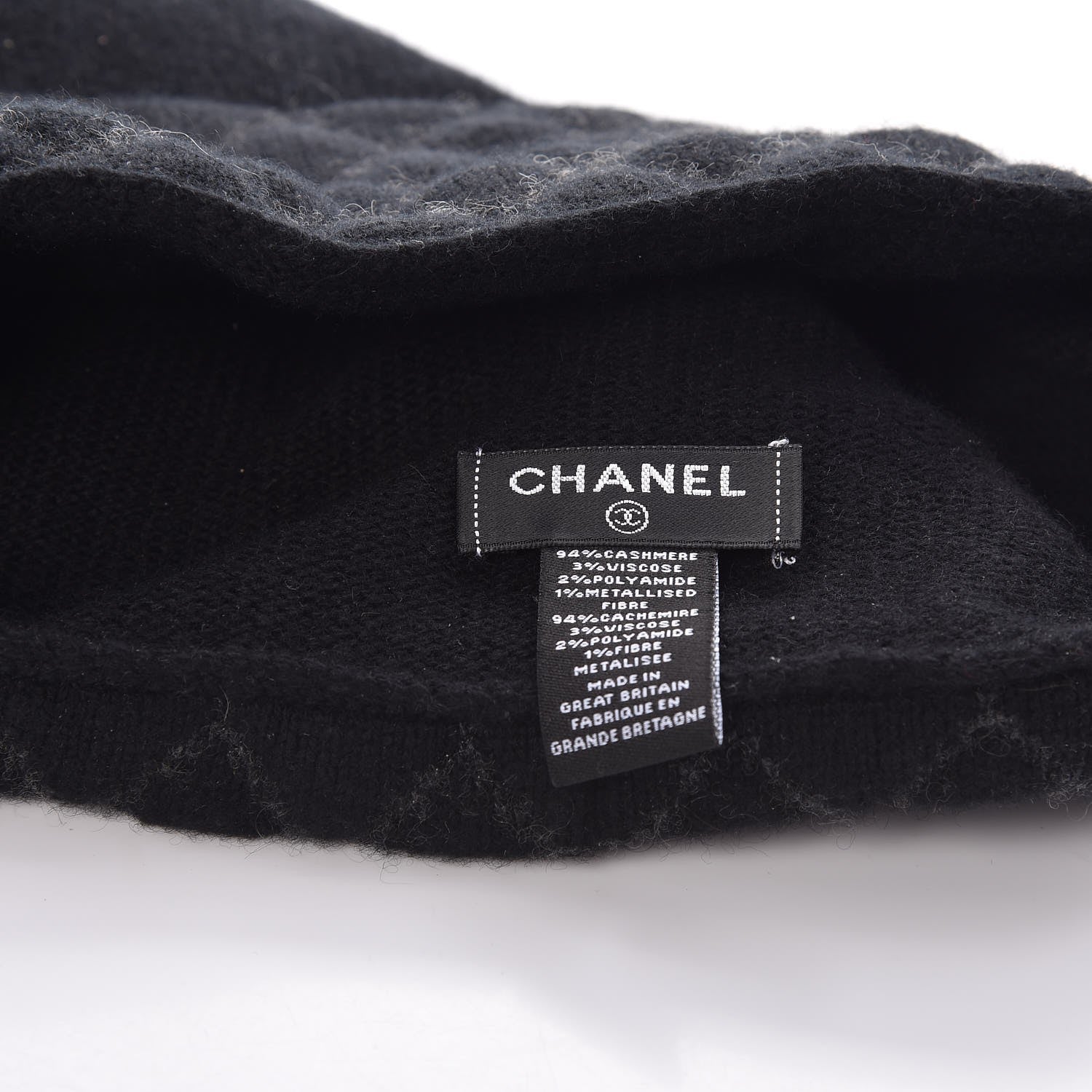 Chanel Cashmere Blend CC Beanie Hat Black 4 of 4