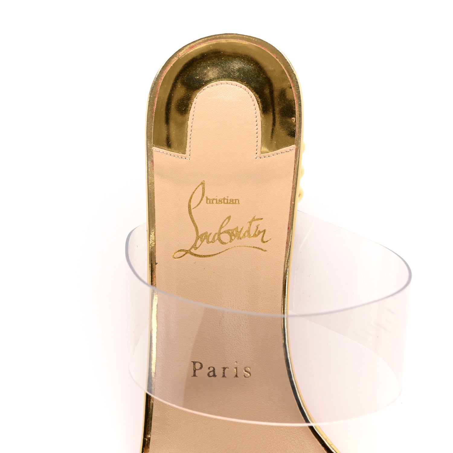 Christian Louboutin PVC Vasa Opticat 55 Slide Sandals 40.5 Gold 7 of 11