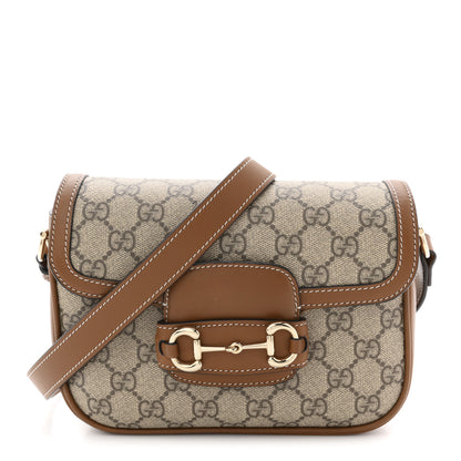 Gucci GG Supreme Monogram Duomo Lux Horsebit 1955 Soft Small Shoulder Bag Beige Ebony Sundial 1 of 10