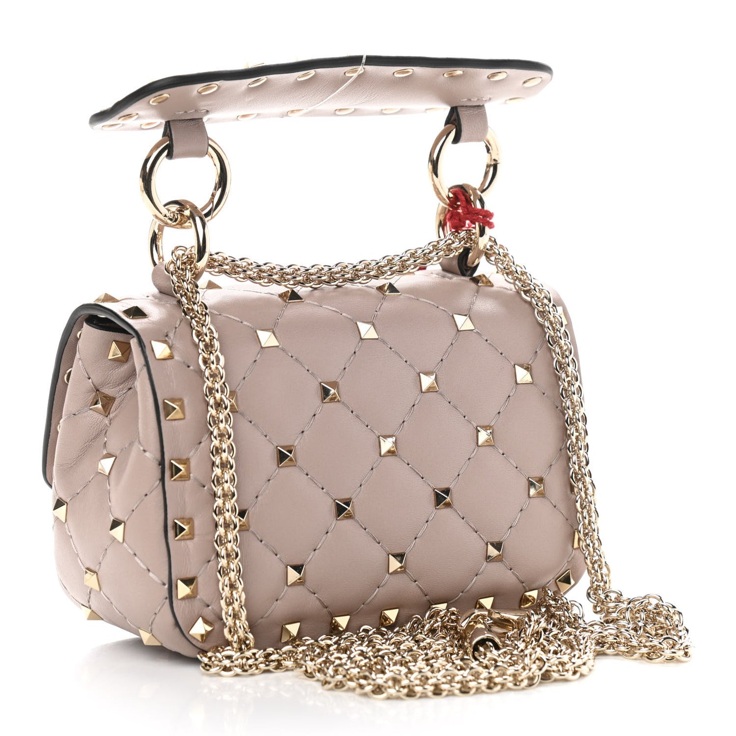 Nappa Micro Rockstud Spike Shoulder Bag Poudre