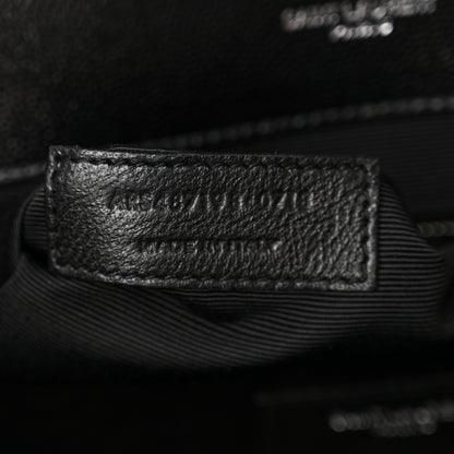 Saint Laurent Grain De Poudre Matelasse Chevron Large Monogram Satchel Black 6 of 10