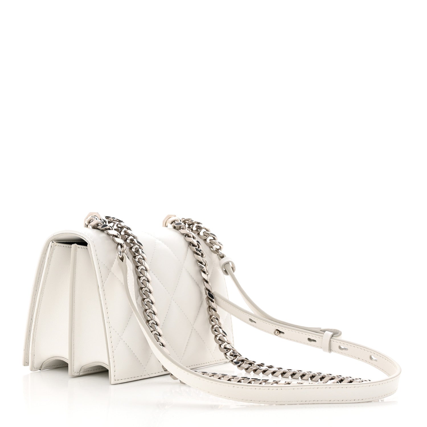 Alexander McQueen Lambskin Quilted Knuckle Shoulder Bag White 3 of 10