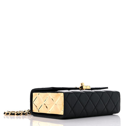 Chanel Lambskin Quilted Mini Golden Plate Flap Black 4 of 10