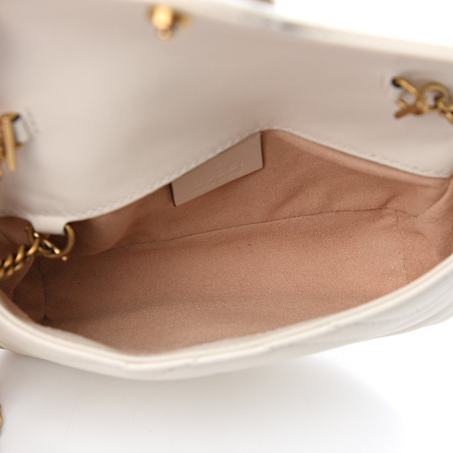 Calfskin Matelasse Super Mini GG Marmont Shoulder Bag White