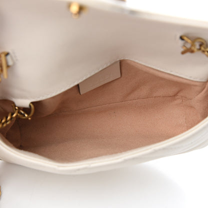 Gucci Calfskin Matelasse Super Mini GG Marmont Shoulder Bag White 4 of 11
