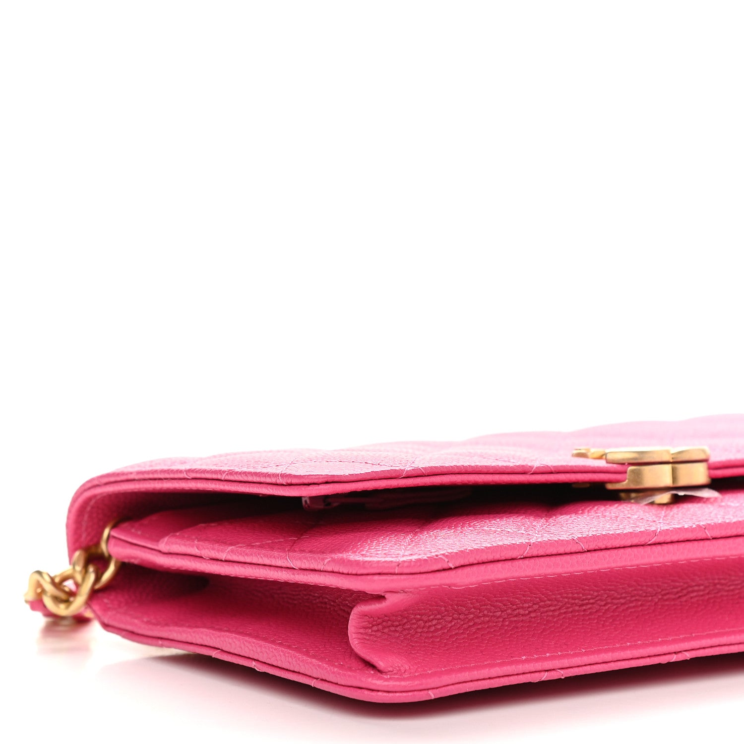 Chanel Shiny Caviar Quilted Chain Melody Wallet On Chain WOC Dark Pink 9 of 10