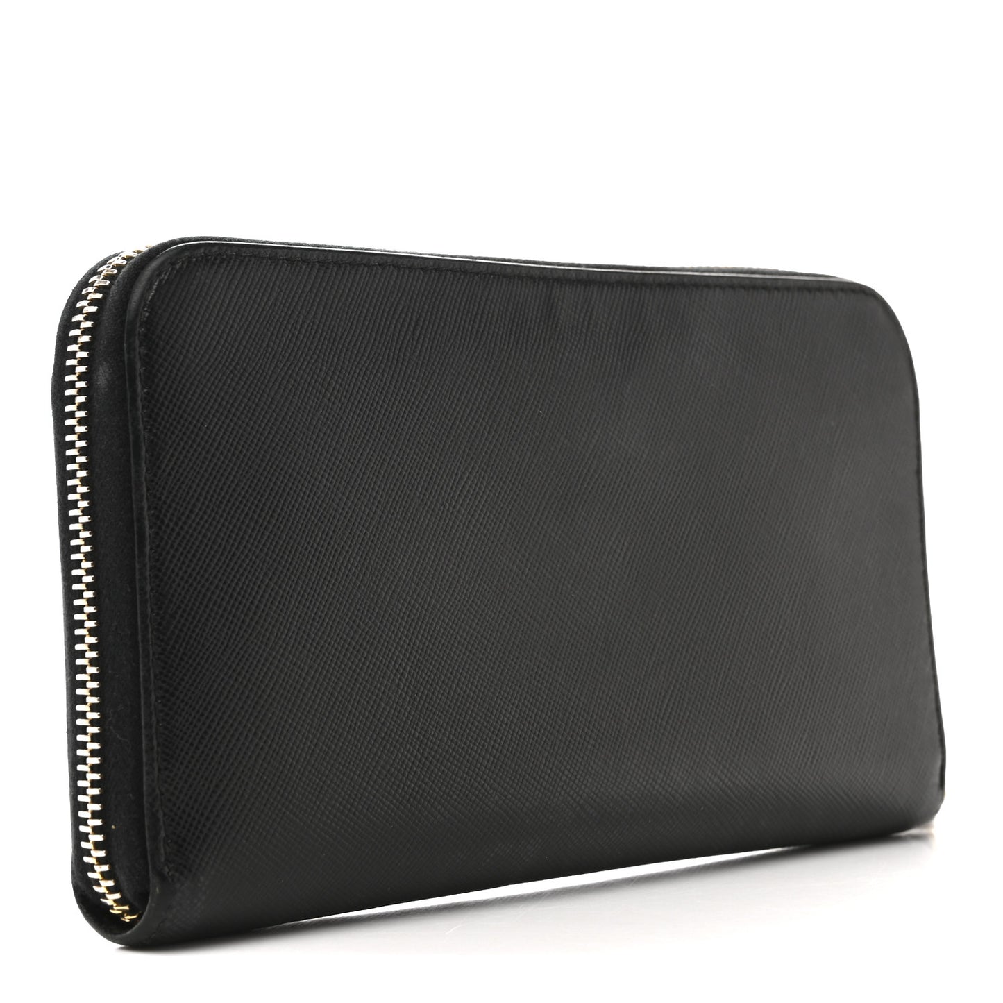 Saffiano Metal Zip Around Wallet Black