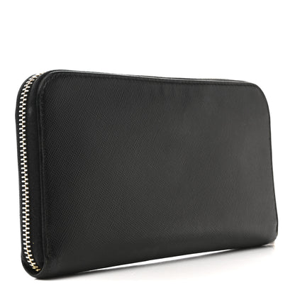 Prada Saffiano Metal Zip Around Wallet Black 3 of 13