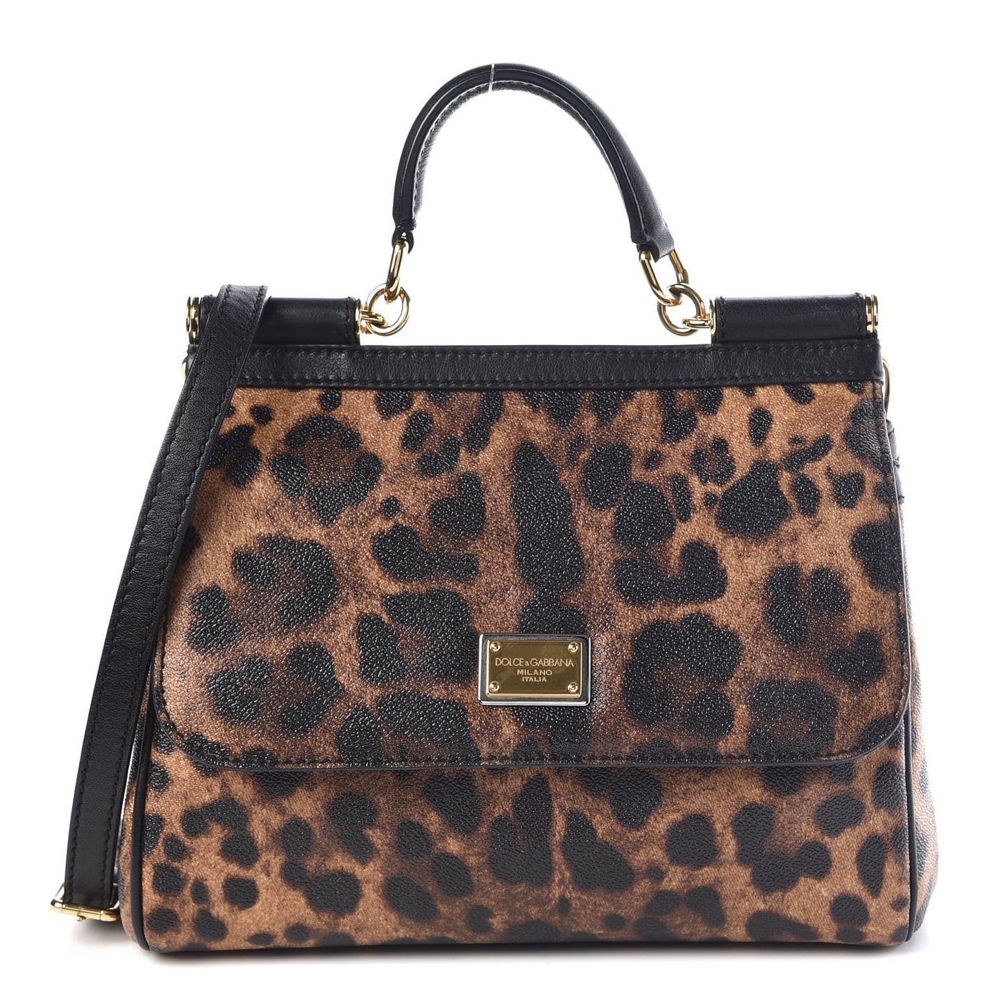 Dauphine Leopard Print Small Miss Sicily Satchel Black