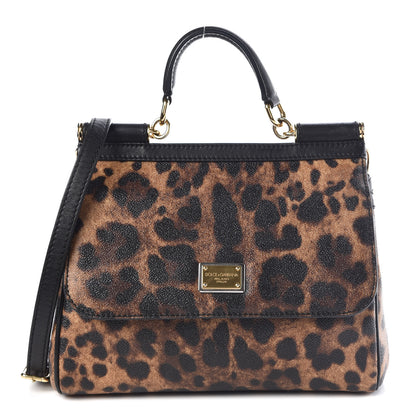 Dolce & Gabbana Dauphine Leopard Print Small Miss Sicily Satchel Black 1 of 11