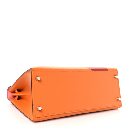 Hermes Epsom Chevre Mysore Kellygraphie Lettre R Kelly Sellier 28 Abricot Brique Feu 4 of 11