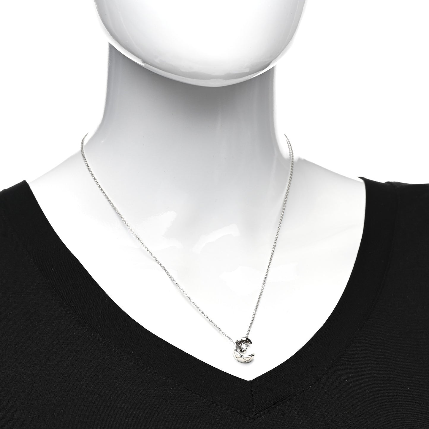 18K White Gold Diamond Coco Crush C Necklace