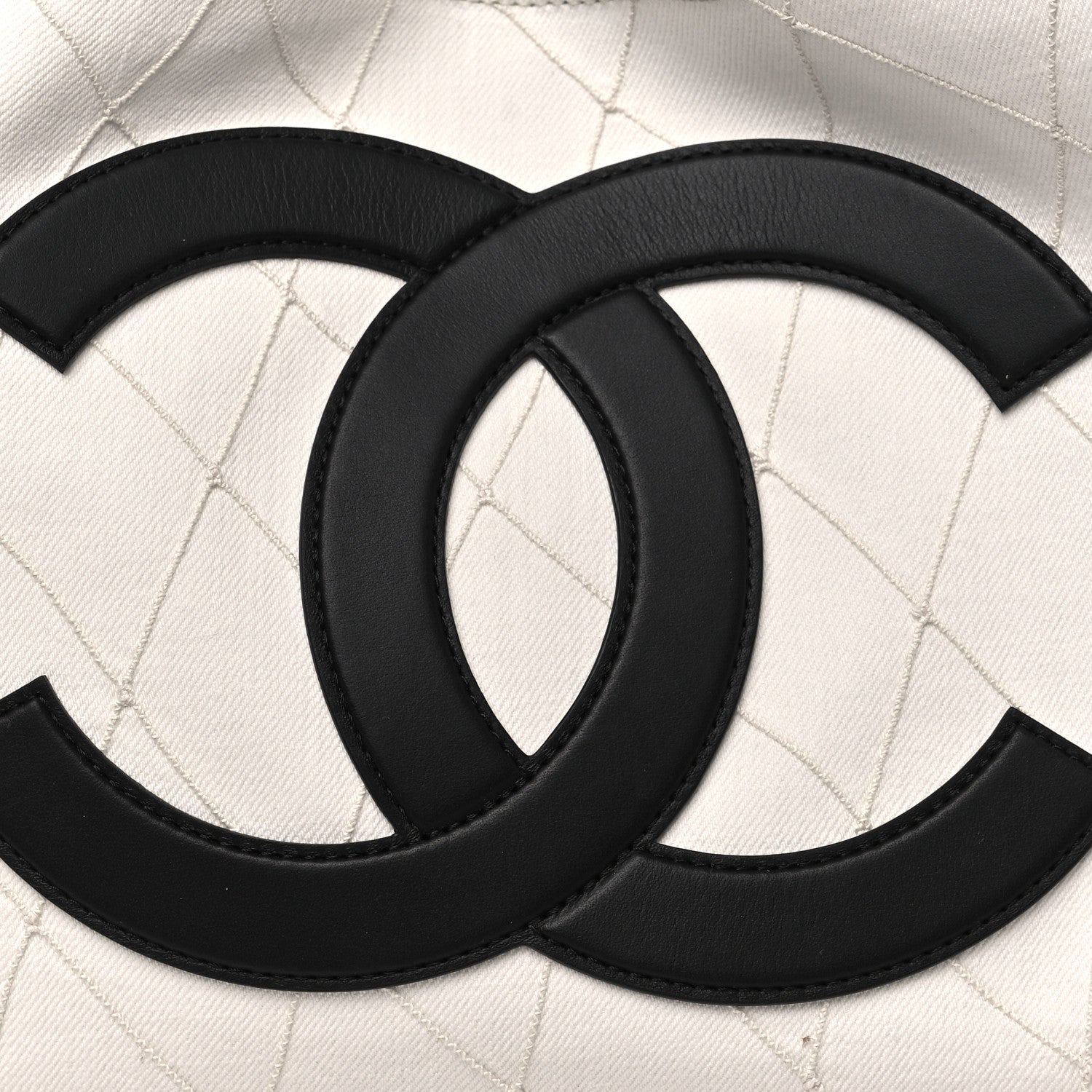 Chanel Denim Calfskin Quilted Coco Beach Small Shopping Tote White Black 16 of 21