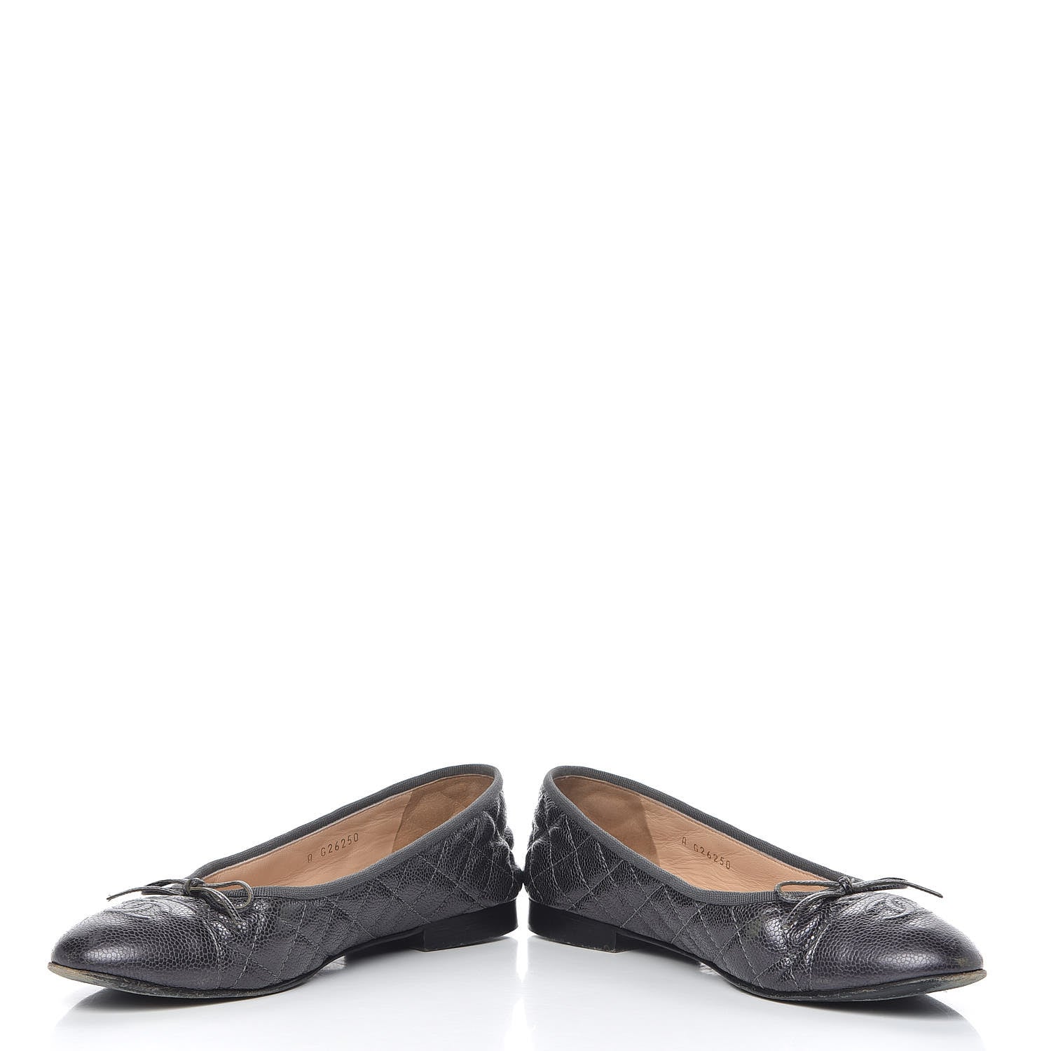 Chanel Metallic Caviar Quilted Cap Toe Ballerina Flats 41 Anthracite 5 of 19