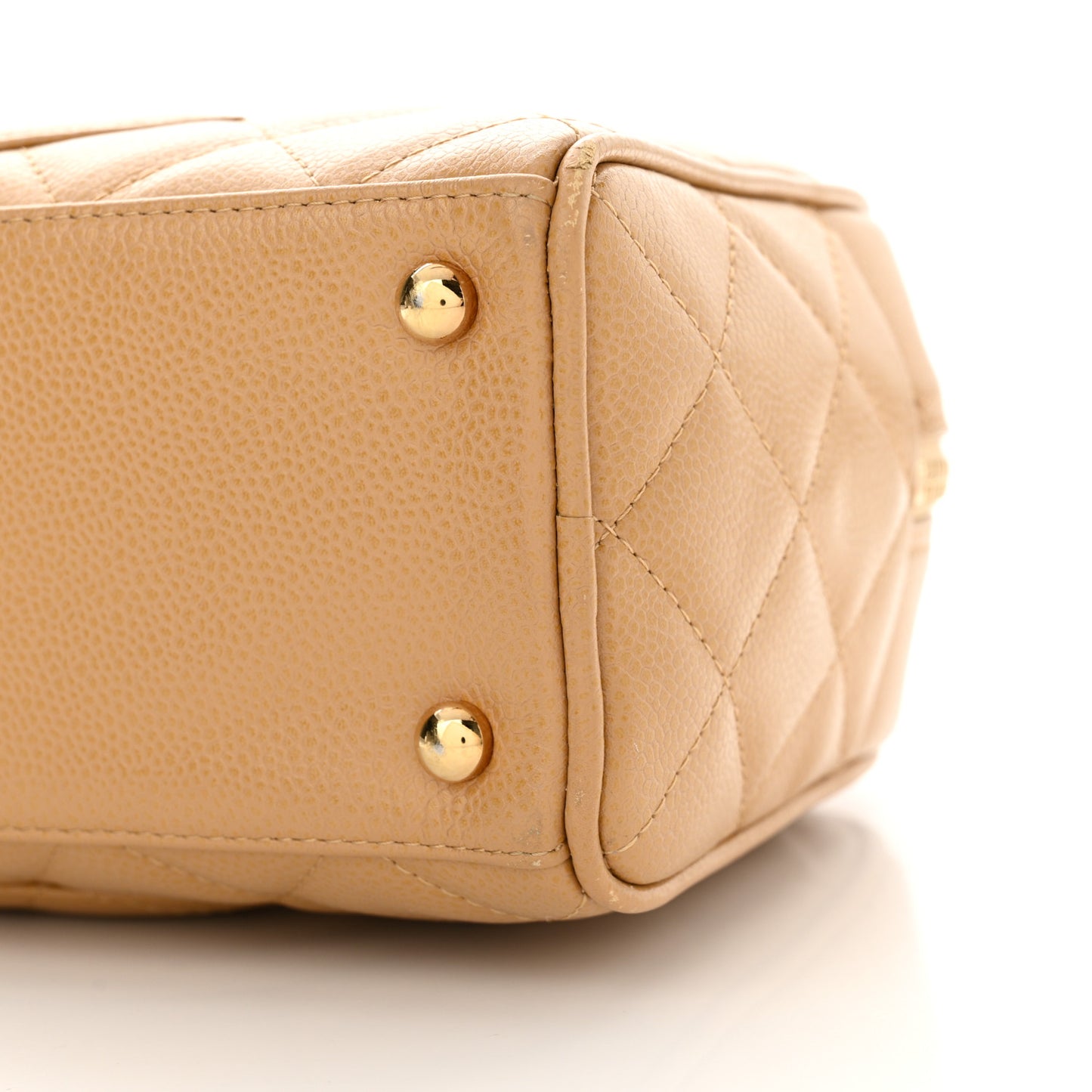 Caviar Quilted Small Bowler Beige