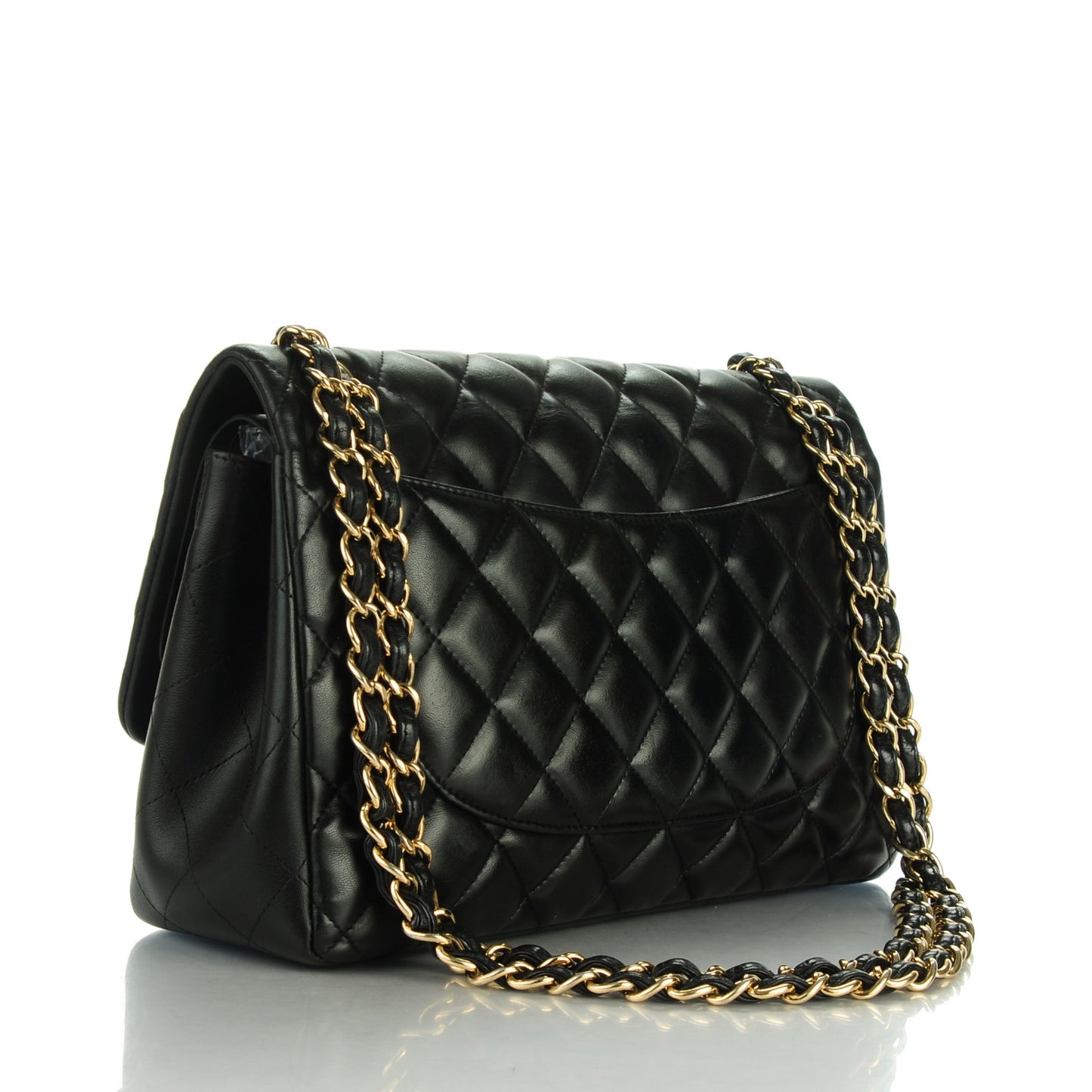 Lambskin Quilted Jumbo Double Flap Black