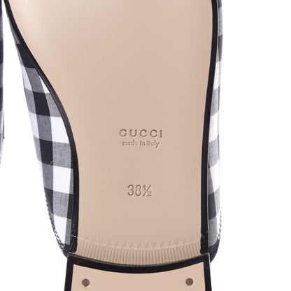 Gucci Cotton Gingham Womens Princetown Slippers 38.5 White Black 7 of 10