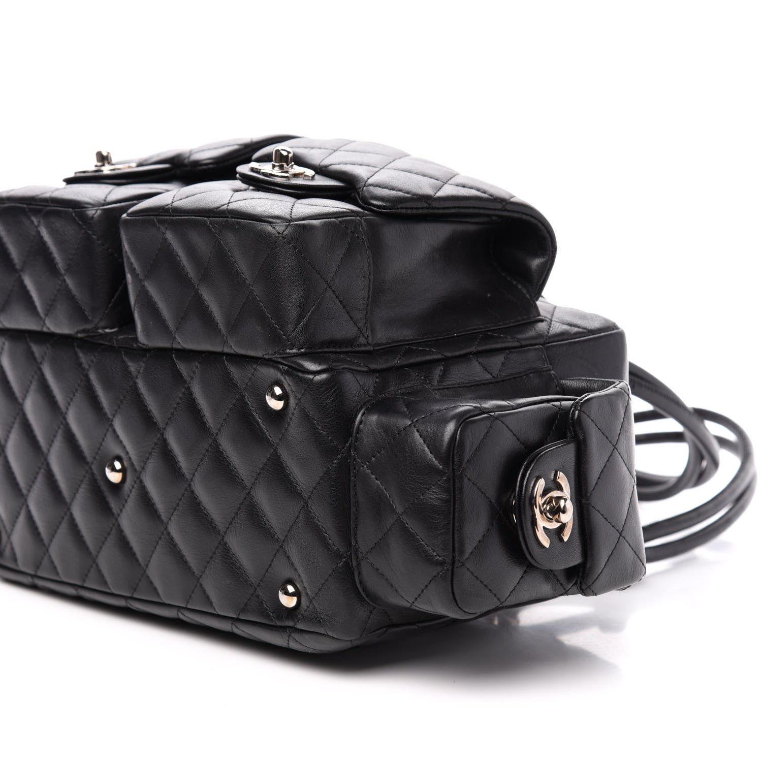 Chanel Calfskin Quilted Small Cambon Multipocket Reporter Black White 11 of 12