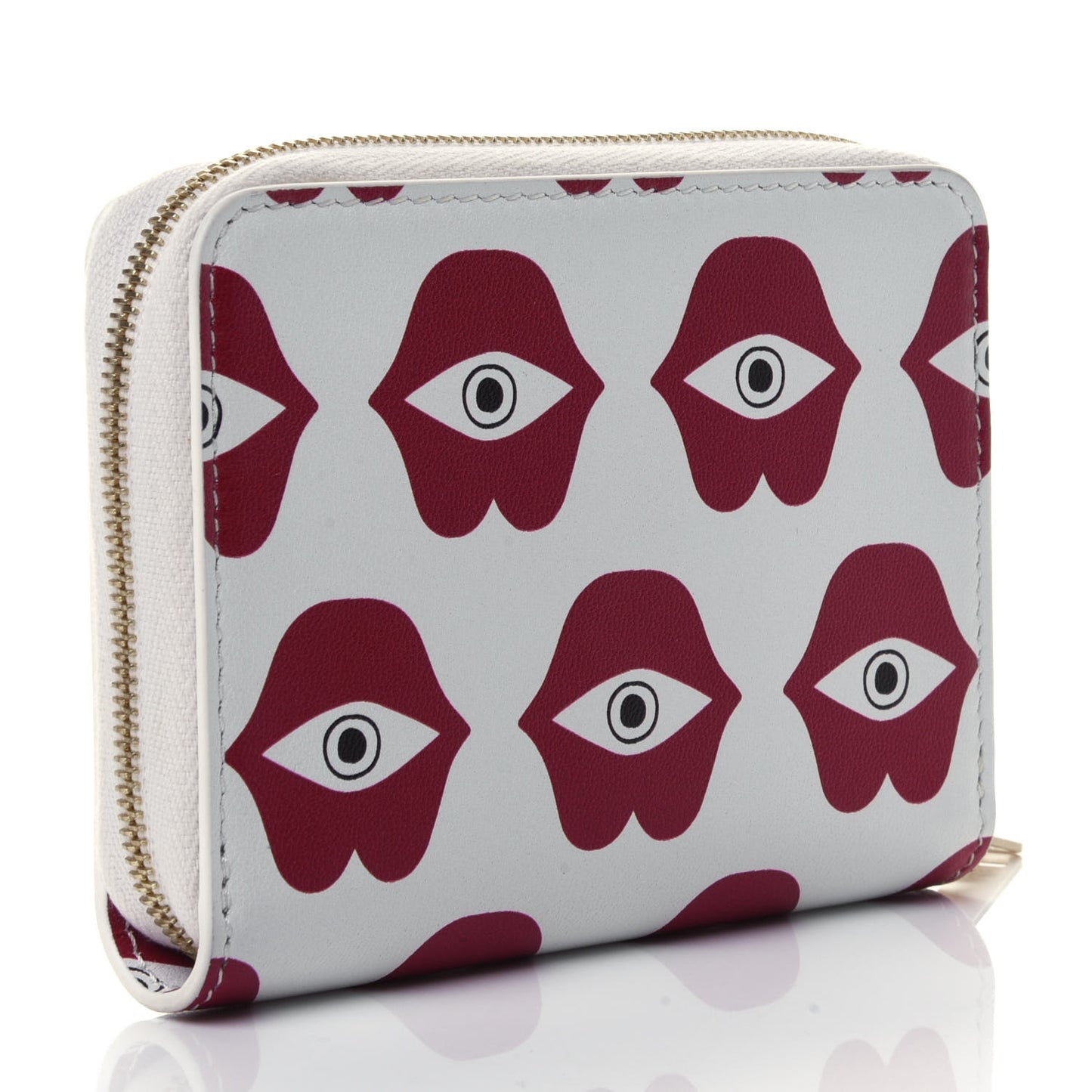 X ANNELI SANAYE HENRIKSSON Smooth Calfskin Telepathic Compact Zip Wallet Red White