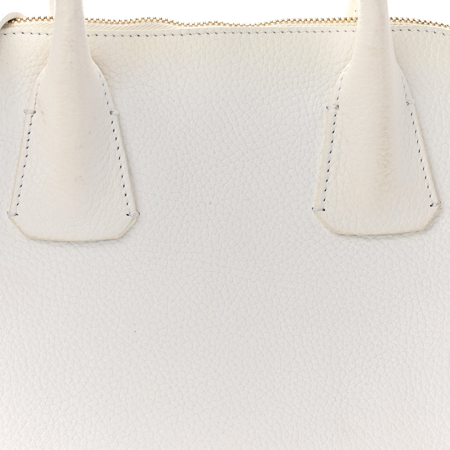 London Grainy Calfskin Small Greenwood Bowling Bag White