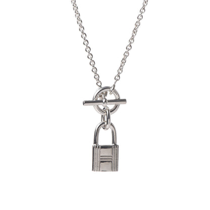 Hermes Sterling Silver Cadenas Kelly Lock Pendant Necklace 4 of 6