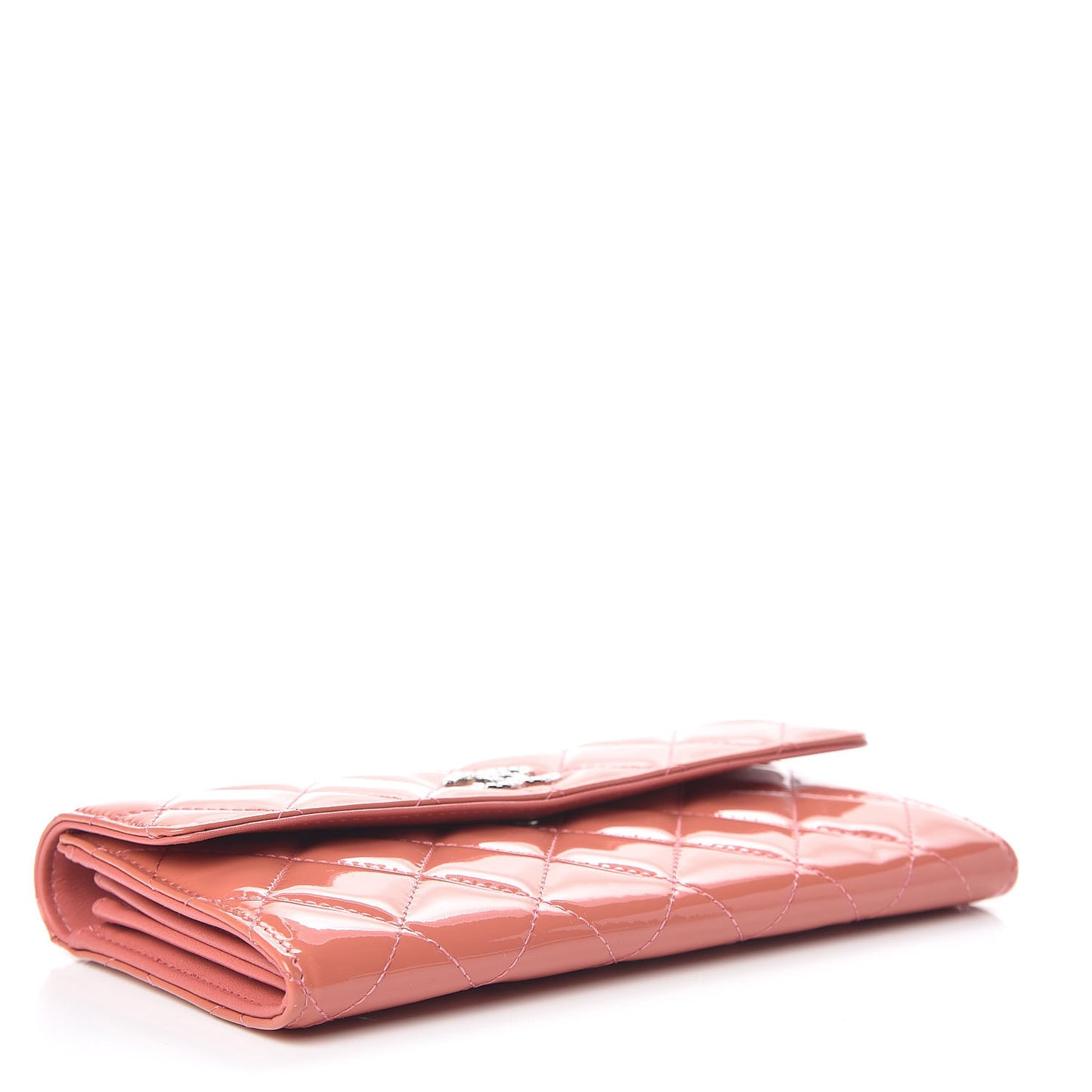 Patent Quilted Brilliant Large Flap Wallet Pink