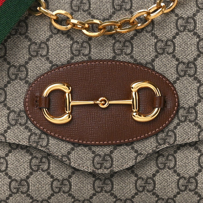 Gucci GG Supreme Monogram Azalea Calfskin Web Small Horsebit 1955 Crossbody Bag Beige Ebony Brown Sugar 11 of 11