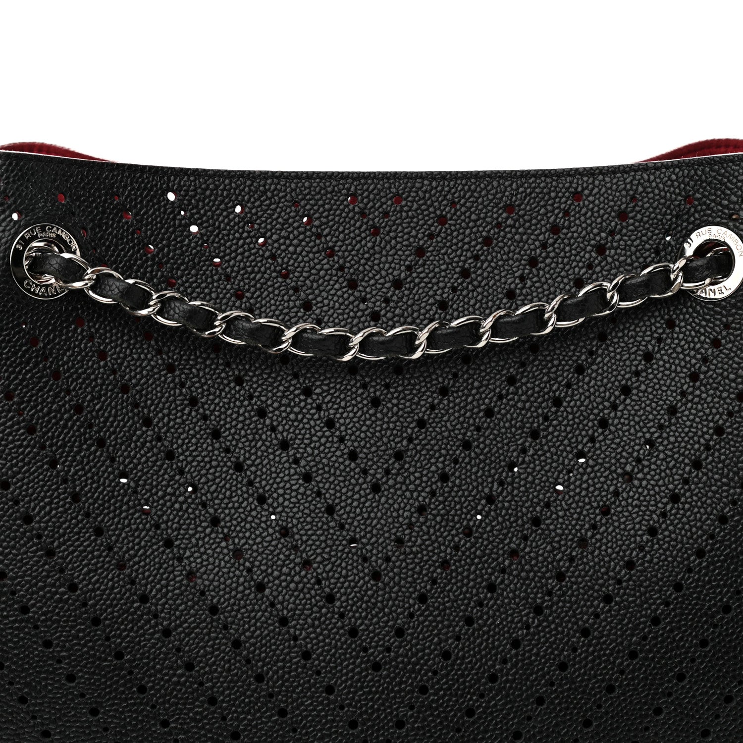 Chanel Perforated Caviar Drawstring Bucket Bag Black 9 of 12
