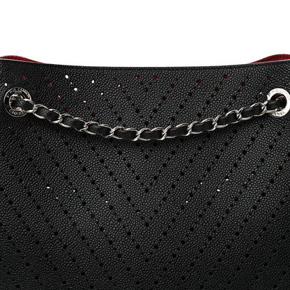 Chanel Perforated Caviar Drawstring Bucket Bag Black 9 of 12
