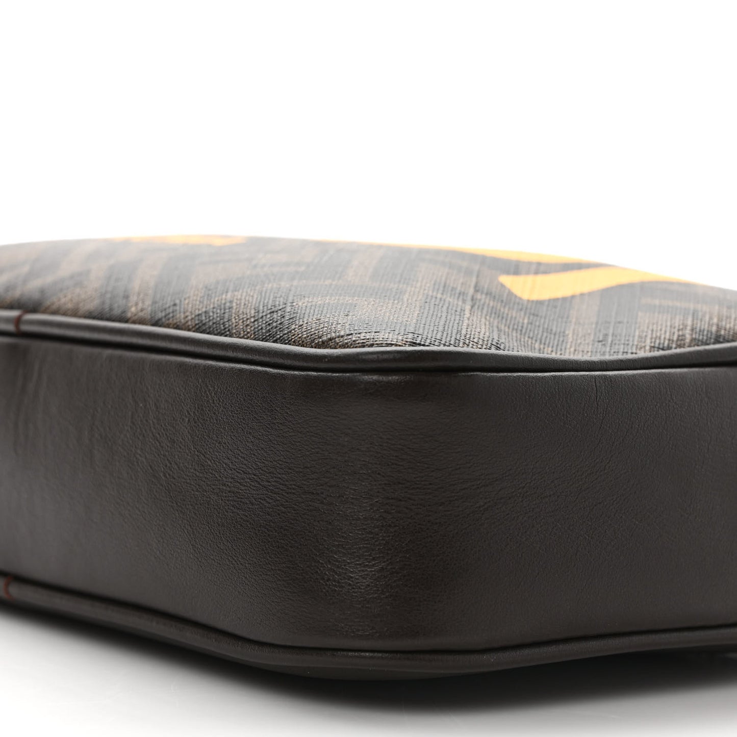 Shiny Glazed Fabric Vitello Cover FF 1974 Logo Medium Camera Case Tobacco Moro Giallo Ebano