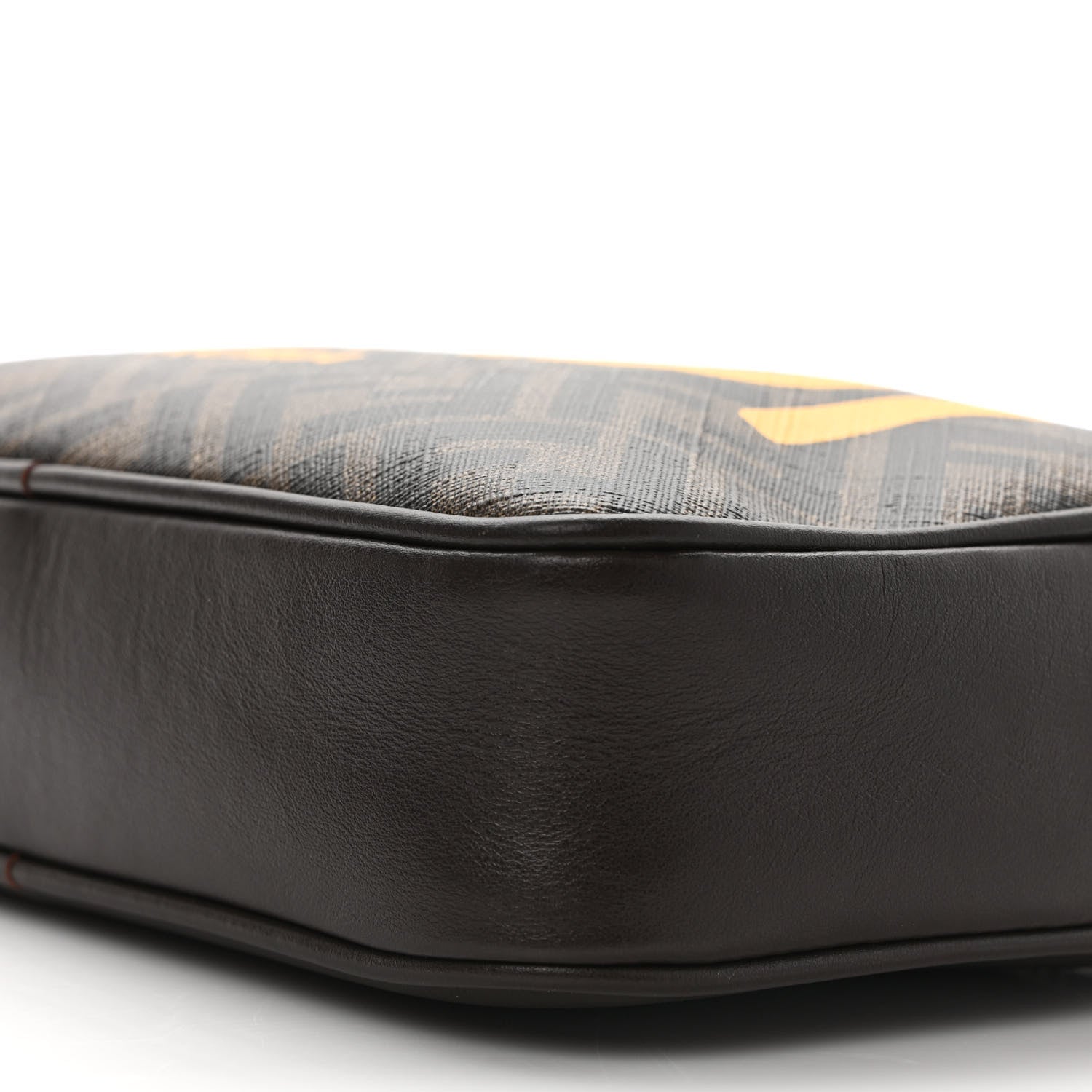 Fendi Shiny Glazed Fabric Vitello Cover FF 1974 Logo Medium Camera Case Tobacco Moro Giallo Ebano 9 of 9