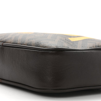 Fendi Shiny Glazed Fabric Vitello Cover FF 1974 Logo Medium Camera Case Tobacco Moro Giallo Ebano 9 of 9