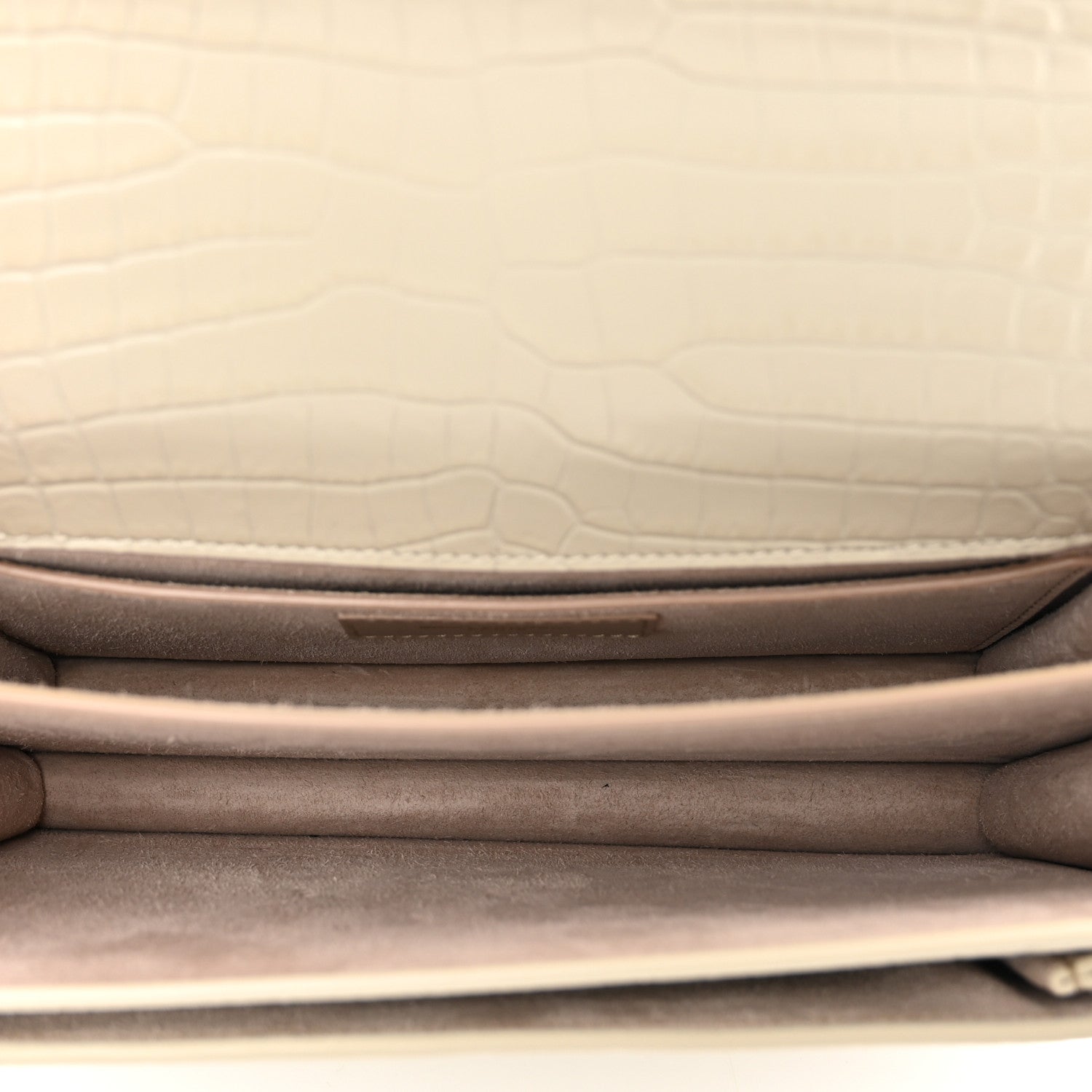 Saint Laurent Calfskin Crocodile Embossed Medium Monogram Sunset Blanc Vintage 6 of 12