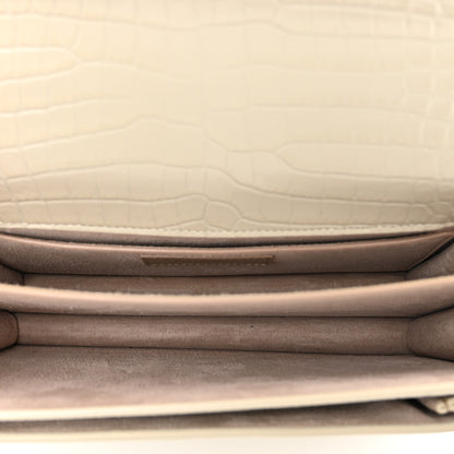 Saint Laurent Calfskin Crocodile Embossed Medium Monogram Sunset Blanc Vintage 6 of 12