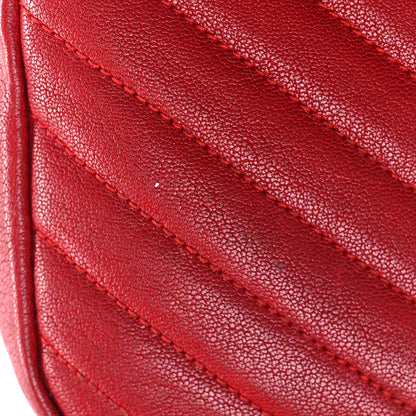 Saint Laurent Sheepskin Matelasse Chevron Monogram College Chain Wallet New Red 12 of 16