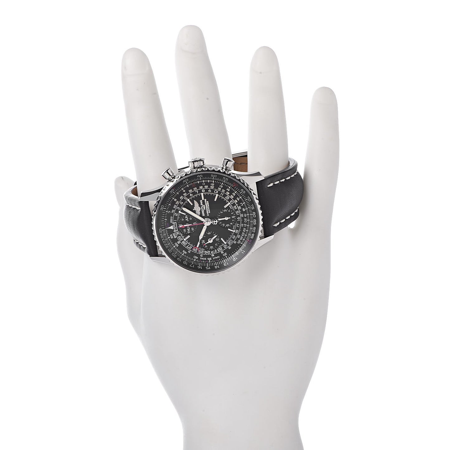 Stainless Steel Calfskin 46mm Navitimer 1884 Limited Edition Chronograph Automatic Watch Black A21350