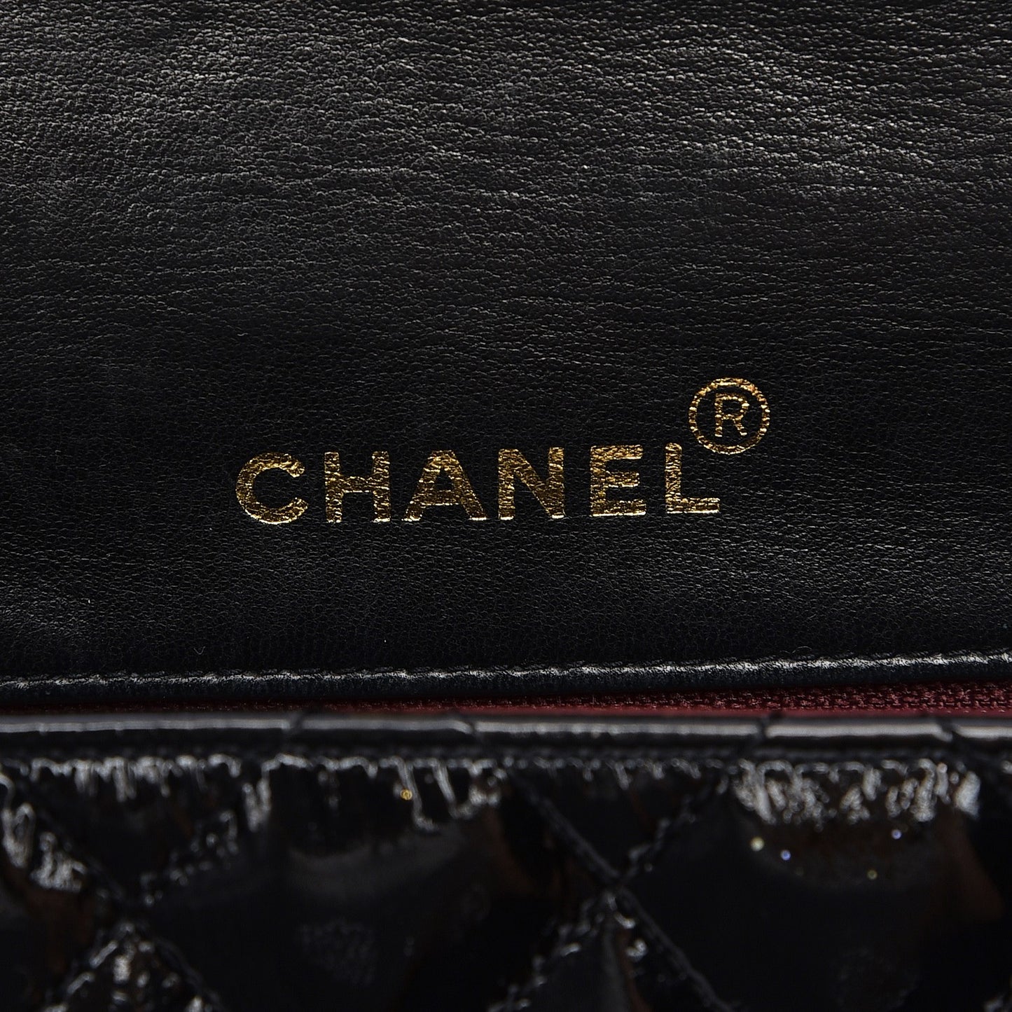 Patent Calfskin Quilted Mini Square Flap Black