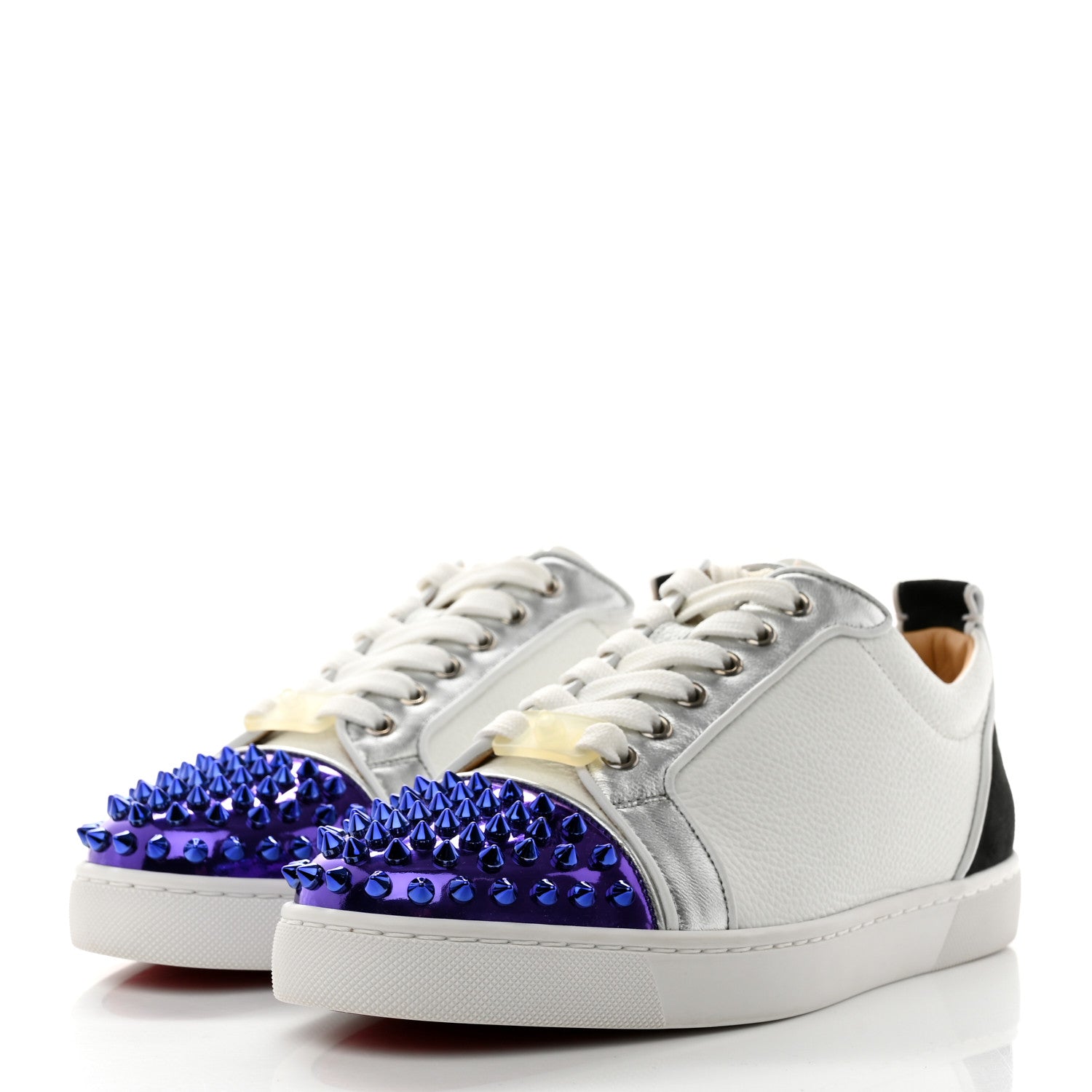 Christian Louboutin Grained Calfskin Patent Mens Louis Junior Spikes Orlato Flat Sneakers 40 Multi 3 of 7