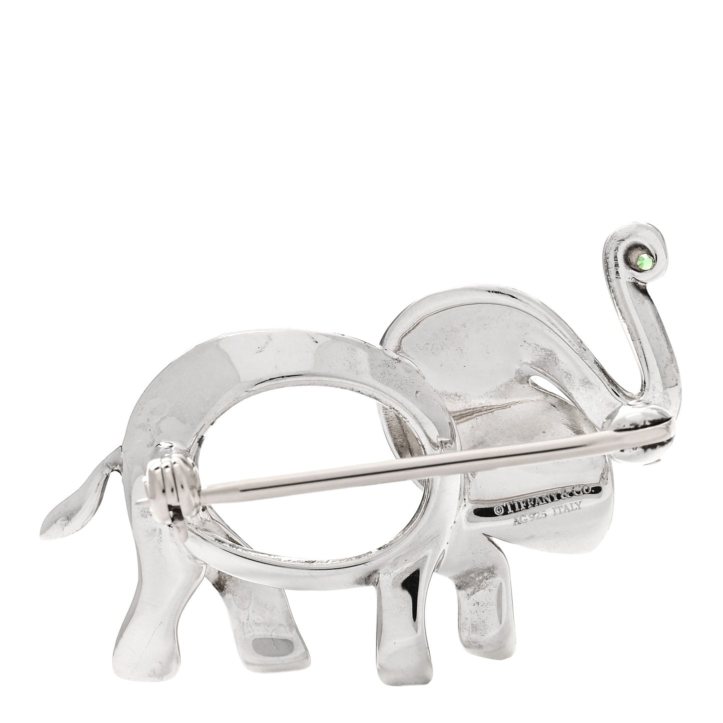 Sterling Silver Tsavorite Save the Wild Elephant Brooch