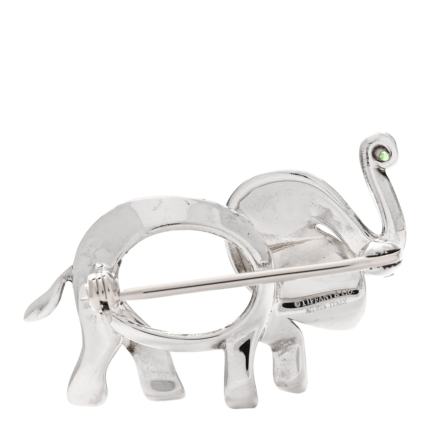 Tiffany Sterling Silver Tsavorite Save the Wild Elephant Brooch 3 of 5