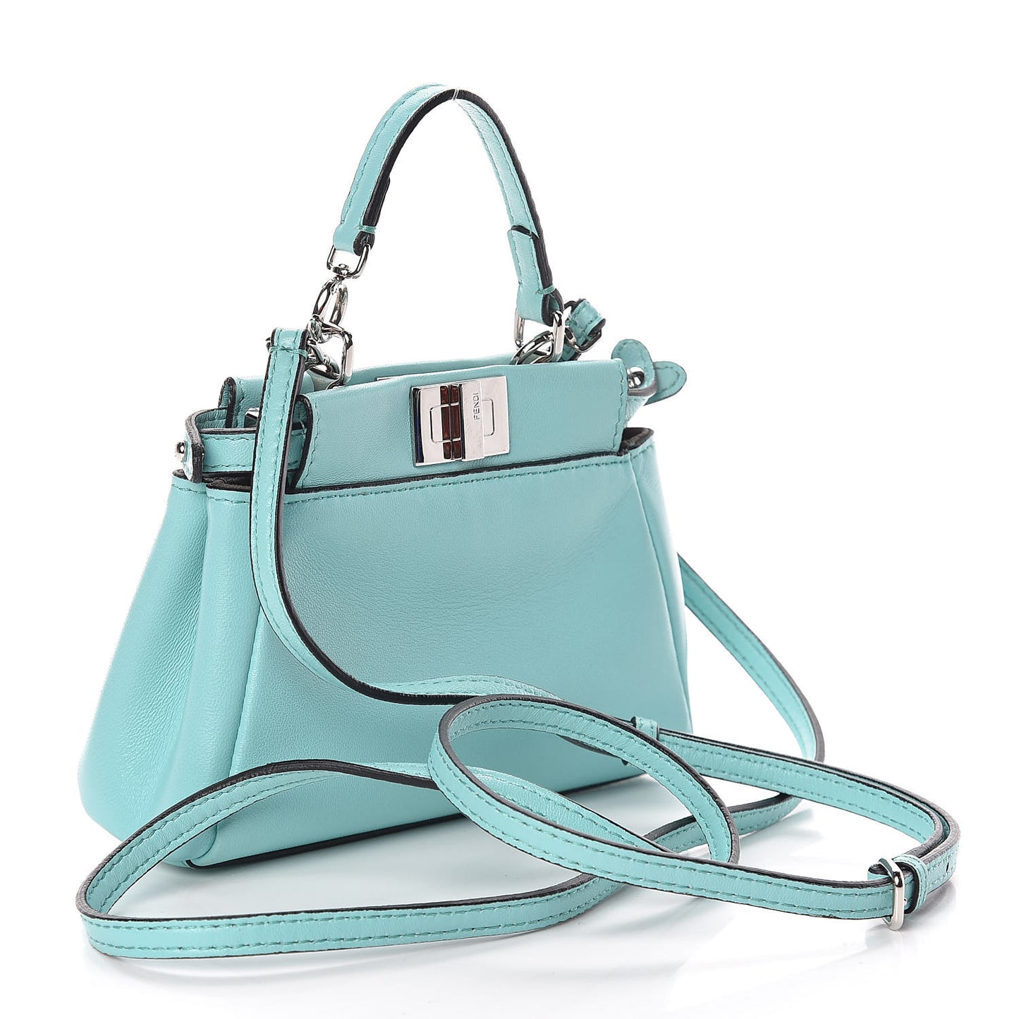 Shiny Nappa Micro Peekaboo Iconic Satchel Turchese Egiz