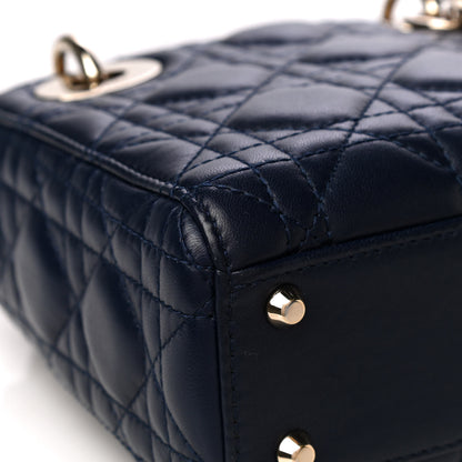 Christian Dior Lambskin Cannage Mini Lady Dior Navy Blue 6 of 10