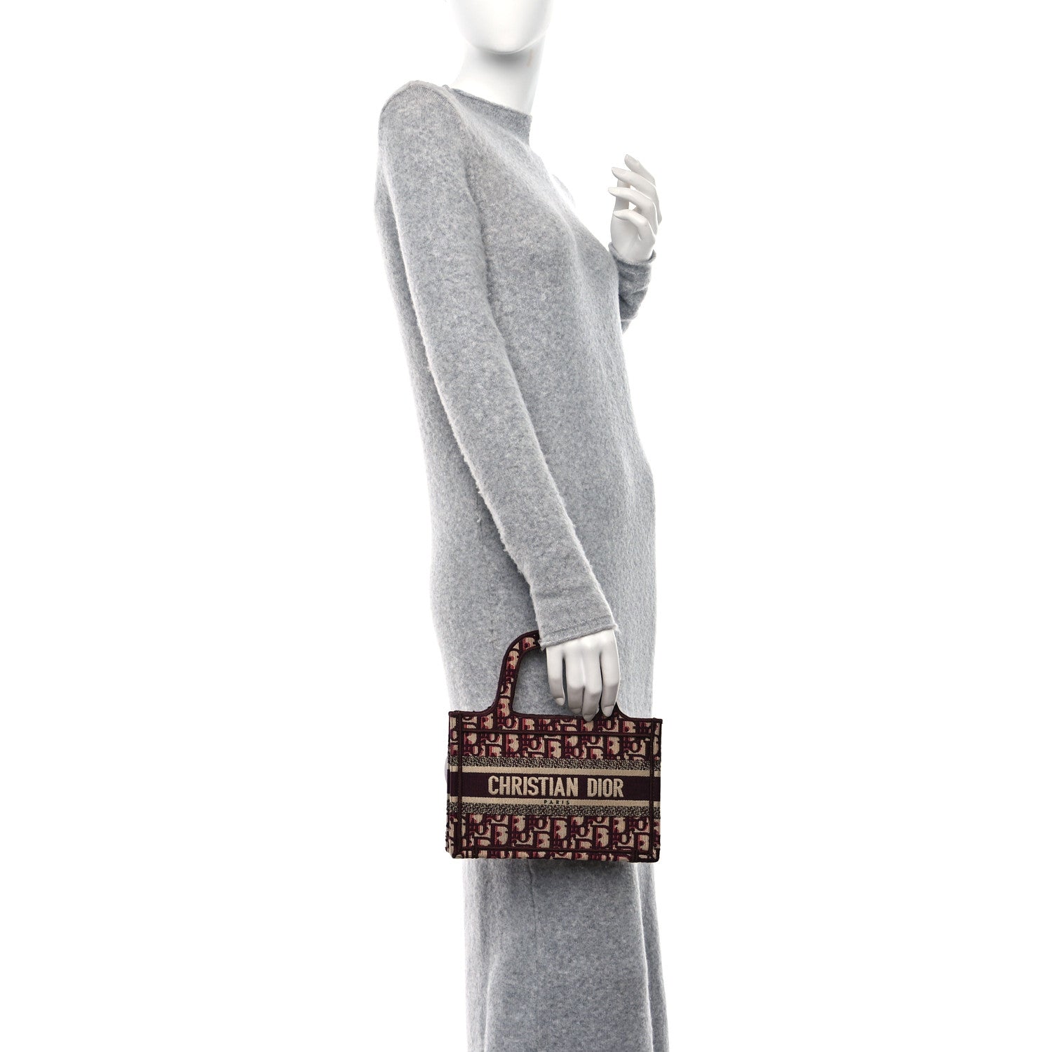 Christian Dior Oblique Mini Book Tote Burgundy Multicolor 3 of 8