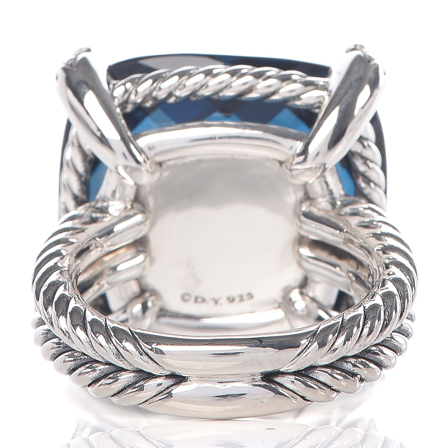 Sterling Silver Diamond Hampton Blue Topaz 20mm Chatelaine Ring 54 6.75
