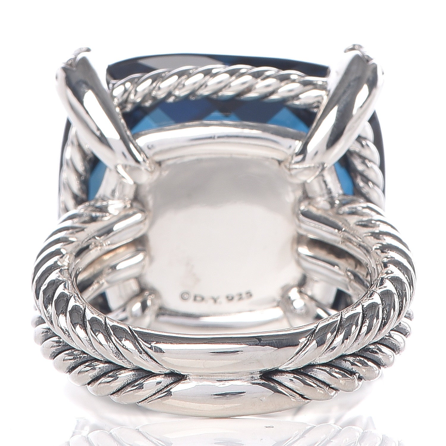 David Yurman Sterling Silver Diamond Hampton Blue Topaz 20mm Chatelaine Ring 54 6.75 4 of 5
