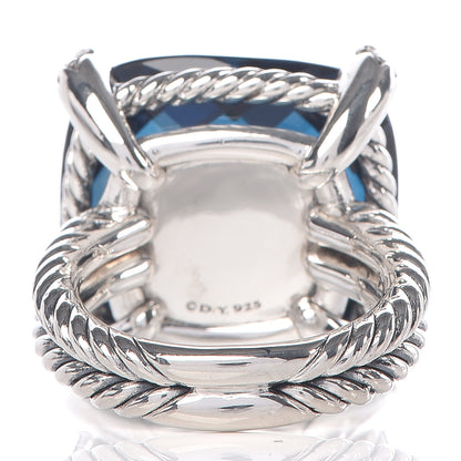 David Yurman Sterling Silver Diamond Hampton Blue Topaz 20mm Chatelaine Ring 54 6.75 4 of 5