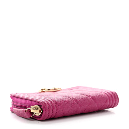 Chanel Caviar Quilted Boy Zip Around Coin Purse Wallet Fuchsia 4 of 8