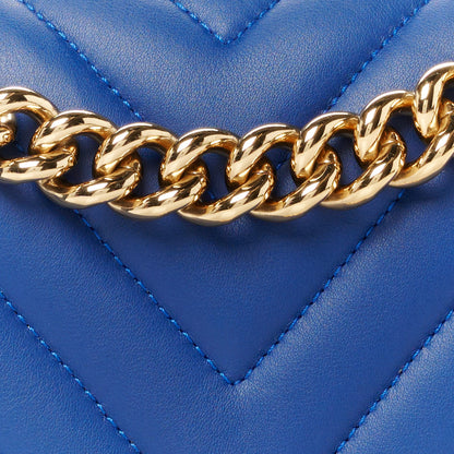 Chanel Lambskin Chevron Quilted Medium Boy Flap Blue 8 of 11